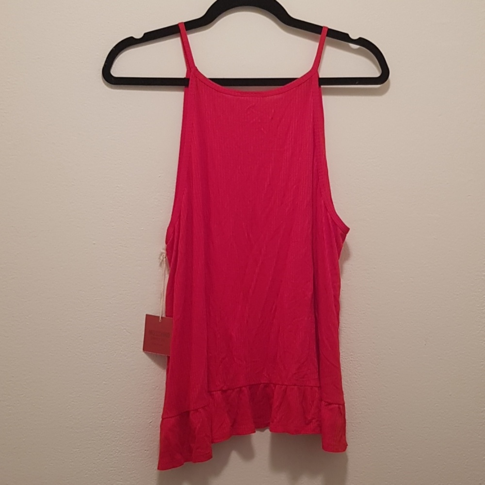 NWT Mossimo Ribbed Red Ruffle Hem Tank Top - Picture 2 of 5